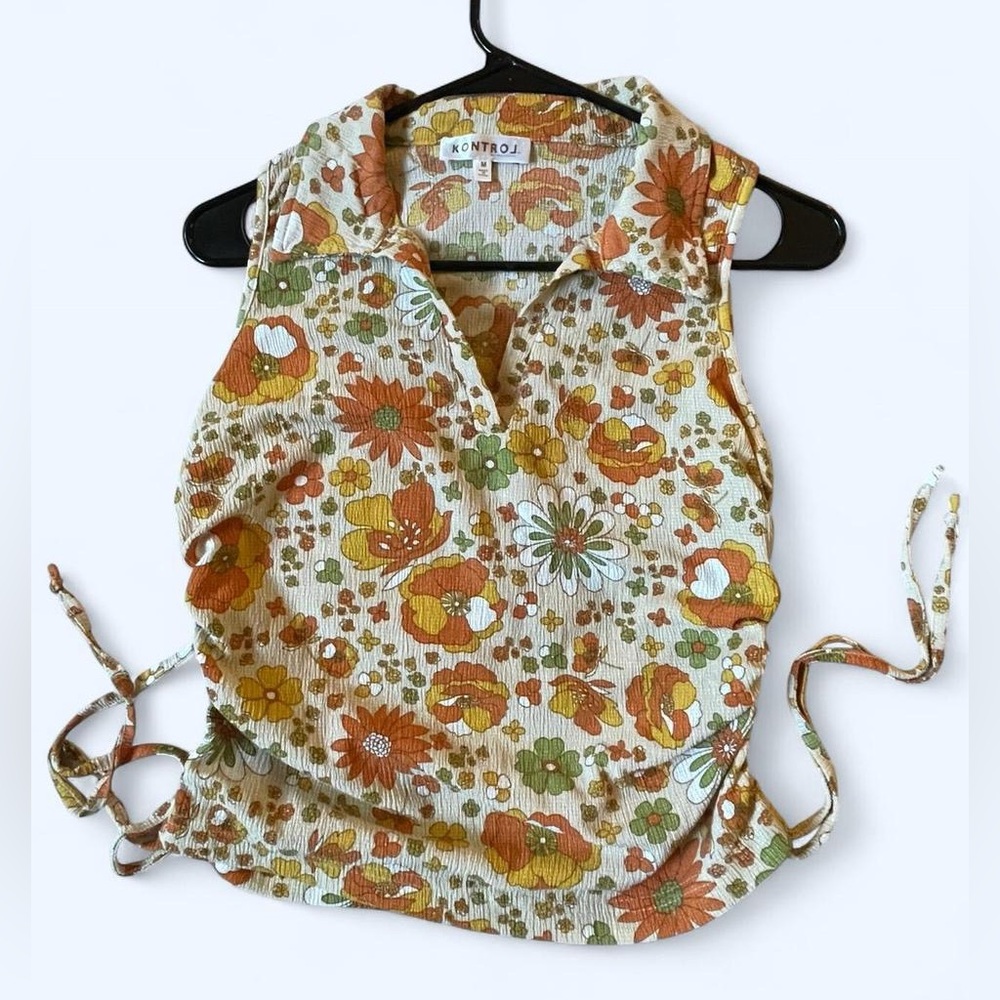 1970s Style Flower Top, Size M
